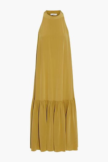 TIBI Gathered silk crepe de chine midi dress