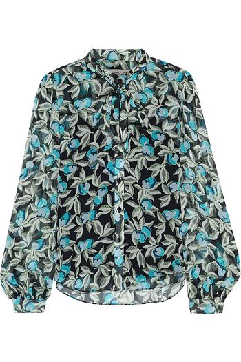 DIANE VON FURSTENBERG Rosalee pussy-bow floral-print silk-georgette blouse