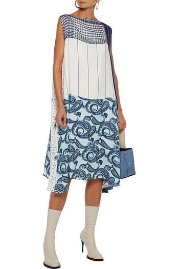 ACNE STUDIOS Dorus patchwork-effect printed gauze-paneled twill dress