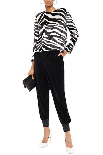 MICHELLE MASON Zebra-print velvet top