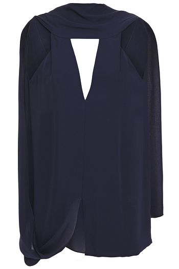 ROLAND MOURET Cutout draped silk-georgette top