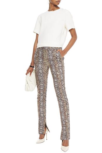 VICTORIA BECKHAM Cotton-blend snake-jacquard skinny pants