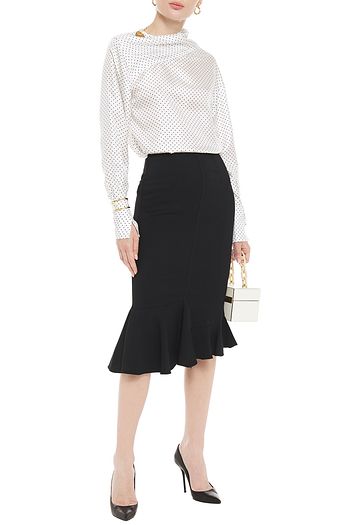 VICTORIA BECKHAM Fluted stretch-crepe pencil skirt