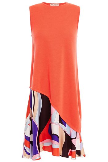 EMILIO PUCCI Printed silk twill-paneled wool dress