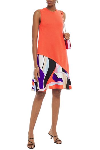 EMILIO PUCCI Printed silk twill-paneled wool dress