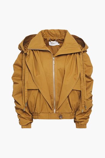 ZIMMERMANN Layered ruched cotton-twill hooded jacket