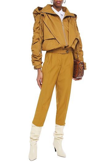 ZIMMERMANN Layered ruched cotton-twill hooded jacket