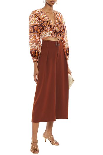 ZIMMERMANN Bedruckte Cropped Bluse aus Baumwoll-Voile mit Schnürung