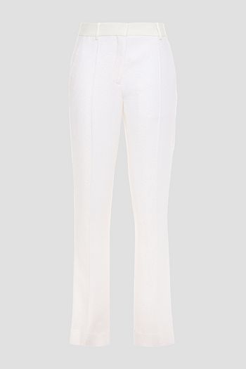 VICTORIA BECKHAM Satin-trimmed jacquard slim-leg pants