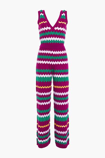 M MISSONI Crochet-knit wool and cotton-blend wide-leg jumpsuit