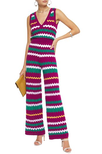 M MISSONI Crochet-knit wool and cotton-blend wide-leg jumpsuit
