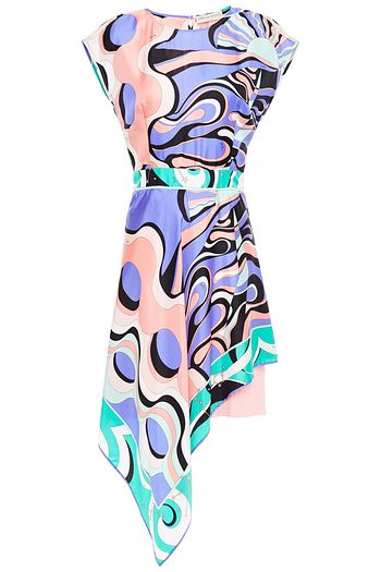 EMILIO PUCCI Asymmetric printed silk-twill dress