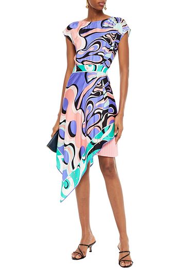 EMILIO PUCCI Asymmetric printed silk-twill dress