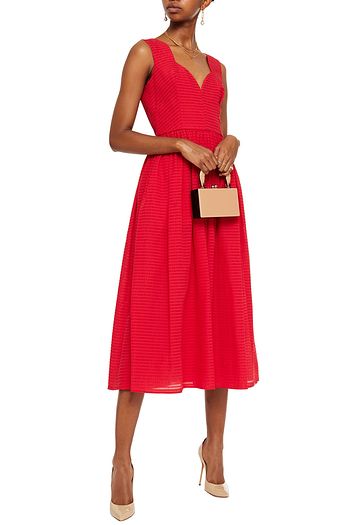 EMILIA WICKSTEAD June gathered organza-seersucker midi dress