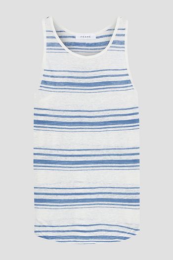 FRAME Striped slub linen-jersey tank