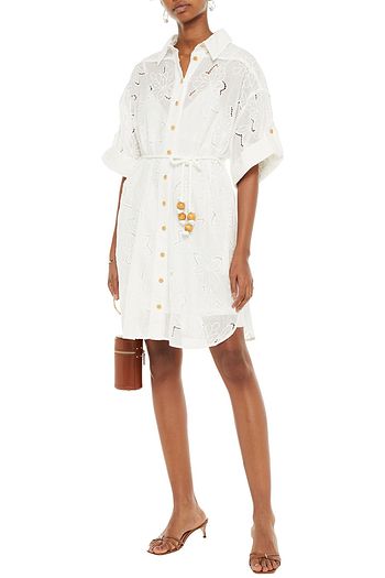 ZIMMERMANN Hemdkleid aus Baumwolle mit Lochstickerei