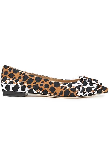 SERGIO ROSSI Flache Schuhe mit spitzer Kappe aus Scuba mit Leopardenprint