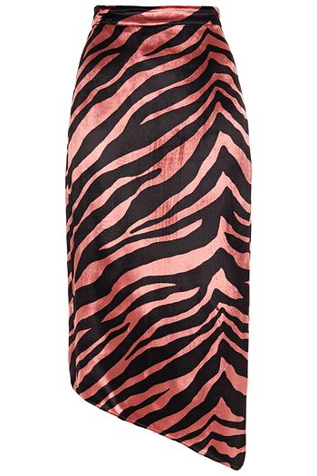 MICHELLE MASON Asymmetric printed velvet skirt