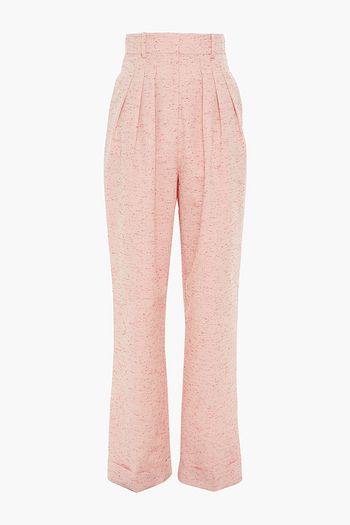 EMILIA WICKSTEAD Francis pleated slub cotton-blend wide-leg pants