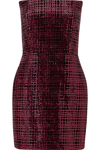 MICHELLE MASON Corset sequined mesh mini dress