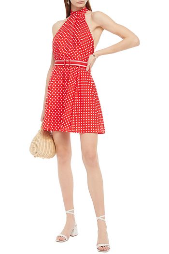 ZIMMERMANN Zinnia polka-dot linen and cotton-blend voile halterneck mini dress