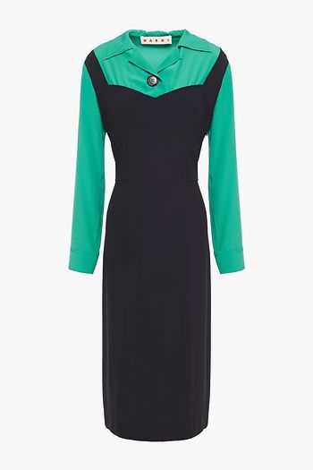 MARNI Zweifarbiges Midikleid mit Einsätzen aus Crêpe de Chine und Crêpe
