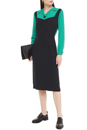 MARNI Zweifarbiges Midikleid mit Einsätzen aus Crêpe de Chine und Crêpe