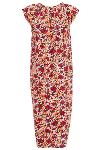 MARNI Gathered printed cotton-poplin midi dress