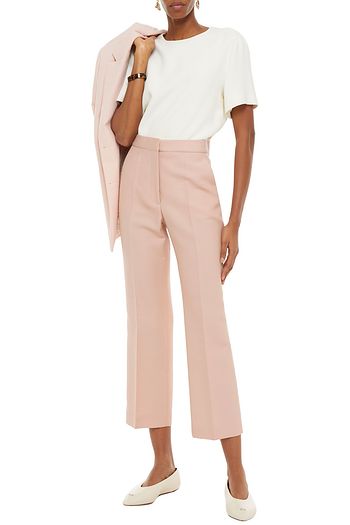 STELLA MCCARTNEY Cropped wool-blend crepe straight-leg pants