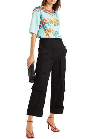 DRIES VAN NOTEN Conga floral-print stretch-scuba T-shirt