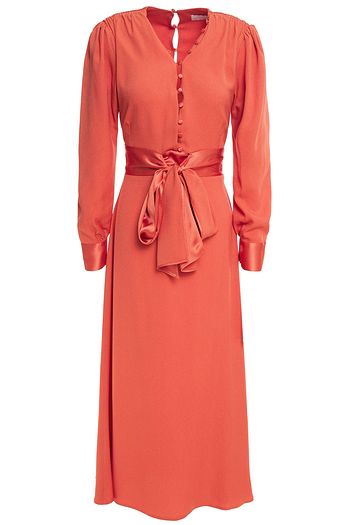 VANESSA COCCHIARO Cutout belted satin-crepe midi dress