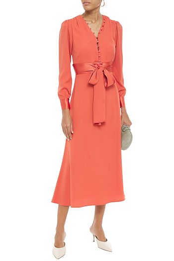 VANESSA COCCHIARO Cutout belted satin-crepe midi dress