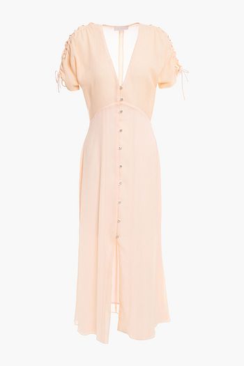 VANESSA COCCHIARO Ruched metallic crepon midi dress
