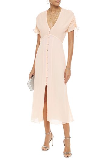 VANESSA COCCHIARO Ruched metallic crepon midi dress