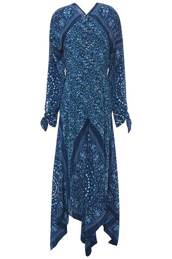 ALTUZARRA Asymmetric printed silk crepe de chine maxi dress