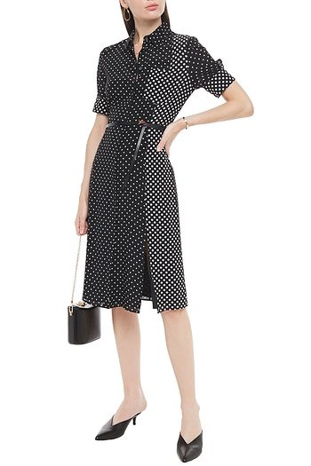 ALTUZARRA Belted polka-dot silk crepe de chine dress