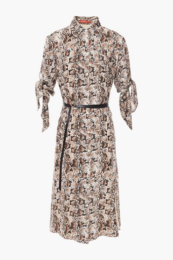 ALTUZARRA Belted snake-print silk crepe de chine dress