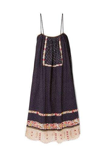 ULLA JOHNSON Nara Kleid aus einer Leinen-Baumwollmischung mit Stickereien und Nieten
