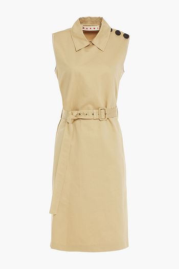 MARNI Kleid aus Gabardine aus einer Baumwoll-Leinenmischung mit Gürtel