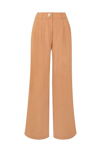 REJINA PYO Eddie Hose mit weitem Bein aus Chambray mit Falten