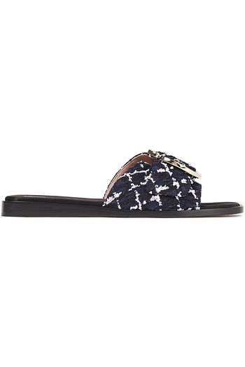 OSCAR DE LA RENTA Buckled tweed slides