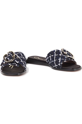 OSCAR DE LA RENTA Buckled tweed slides