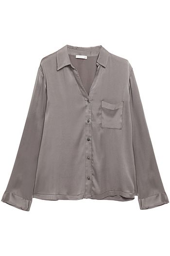 SKIN Stretch-silk satin pajama shirt