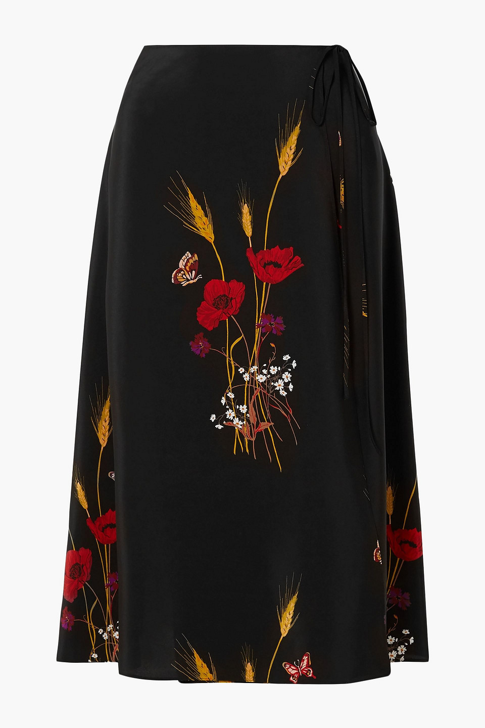 Woman Floral-print Silk Crepe De Chine Wrap Skirt