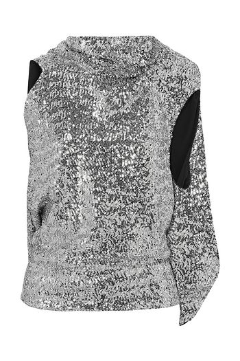 ROLAND MOURET Eugene open-back draped sequined crepe top