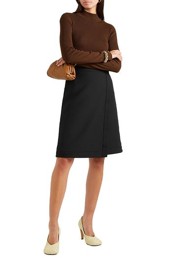 THE ROW Narata wool and silk-blend wrap skirt