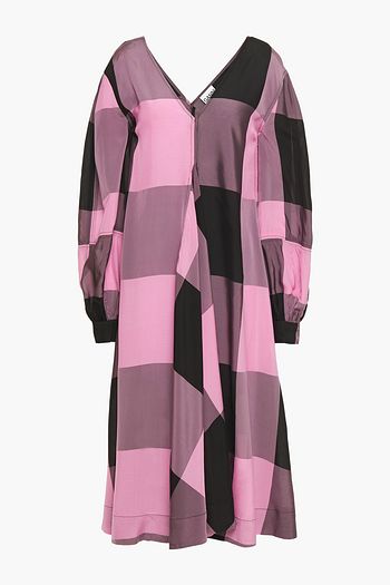 GANNI Midikleid aus Webstoff mit Karomuster