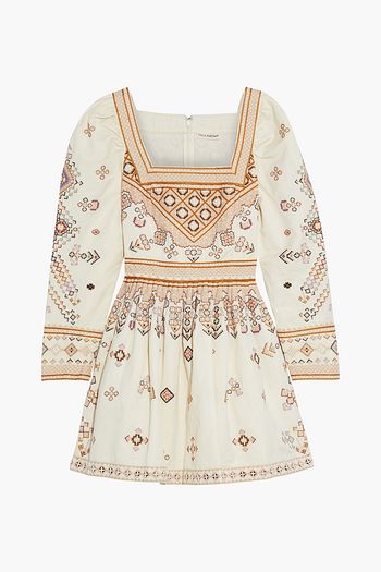 ULLA JOHNSON Adilah verziertes Minikleid aus Twill aus einer Baumwoll-Leinenmischung