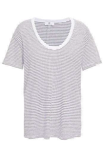 AG JEANS Striped stretch-cotton jersey T-shirt