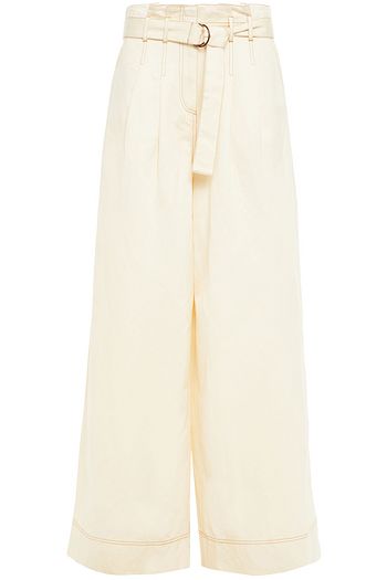 ULLA JOHNSON Rhodes Hose mit weitem Bein aus Gabardine aus einer Baumwoll-Leinenmischung mit Gürtel